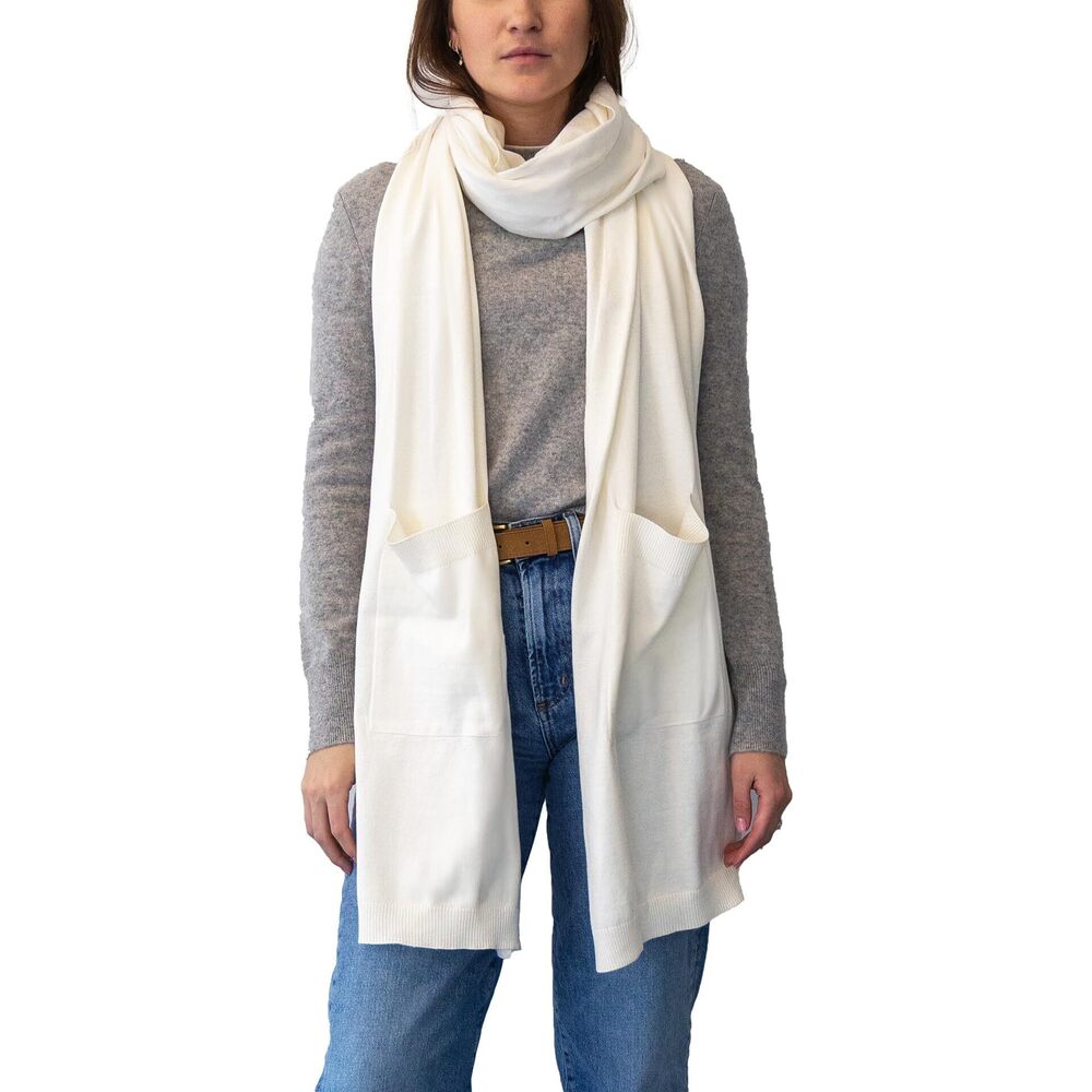 7133 Soft Cotton Cashmere Wrap Scarf With Pockets